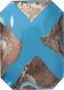 Octagon Cabochons Pointed Back Crystal Glass Stone, Aqua Blue 6 With Silver (630425), Czech Republic