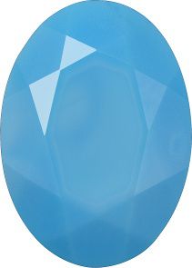 Oval Faceted Pointed Back (Doublets) Crystal Glass Stone, Aqua Blue 6 Opaque (64020), Czech Republic