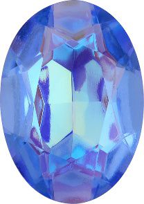 Oval Faceted Pointed Back (Doublets) Crystal Glass Stone, Aqua Blue 9 Transparent With Ab (30010-Abb), Czech Republic