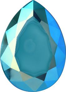 Pear Faceted Flat Back Crystal Glass Stone, Aqua Blue 12 Opaque With Ab, Polished (63142-Abp), Czech Republic