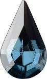 Pear Faceted Pointed Back (Doublets) Crystal Glass Stone, Aqua Blue 13 Transparent With Chrome (60000-K-Chr), Czech Republic
