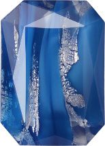 Octagon Faceted Pointed Back (Doublets) Crystal Glass Stone, Blue 2 With Silver (64090-Ag-00030-Tw), Czech Republic