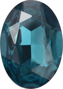 Oval Faceted Pointed Back (Doublets) Crystal Glass Stone, Blue 5 Transparent With Chrome (60020-Chr), Czech Republic