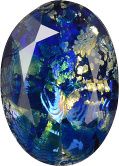 Oval Faceted Pointed Back (Doublets) Crystal Glass Stone, Blue 10 With Silver (06045), Czech Republic