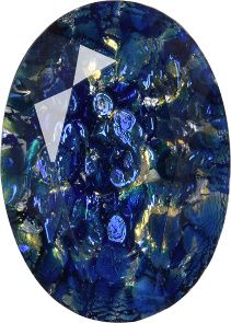 Oval Faceted Pointed Back (Doublets) Crystal Glass Stone, Blue 14 Specials (06045), Czech Republic