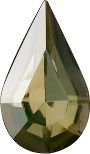 Pear Faceted Pointed Back (Doublets) Crystal Glass Stone, Green 1 Transparent With Chrome (80110-Chr), Czech Republic
