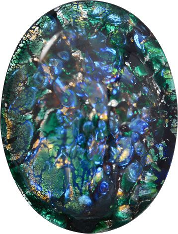 Oval Cabochons Flat Back Crystal Glass Stone, Green 2 With Silver (06050), Czech Republic
