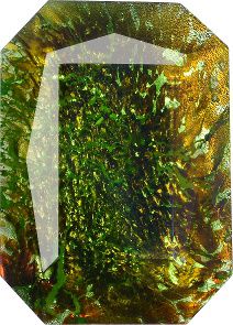 Octagon Faceted Pointed Back (Doublets) Crystal Glass Stone, Green 2 With Silver (03532), Czech Republic