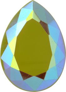 Pear Faceted Flat Back Crystal Glass Stone, Green 4 Opaque With Ab, Polished (540120-Abp), Czech Republic