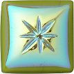 Square With Star Fancy Crystal Glass Stone, Green 4 Opaque With Ab (54021-Abt), Czech Republic