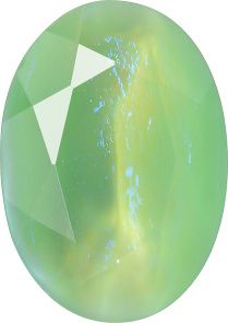 Oval Faceted Pointed Back (Doublets) Crystal Glass Stone, Light Green 1 Mexico Opals (16515), Czech Republic