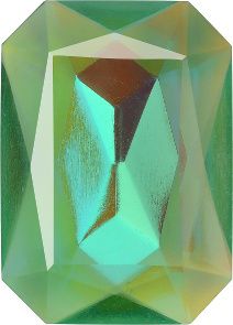 Octagon Faceted Pointed Back (Doublets) Crystal Glass Stone, Light Green 2 Transparent With Ab (50570-Abb), Czech Republic