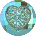 Round With Heart Fancy Crystal Glass Stone, Light Green 3 Opaque With Ab (54022-Abt), Czech Republic
