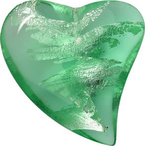Asymetrical Heart Sew-On Crystal Glass Stone, Light Green 4 With Silver (50570-Ag-Tw), Czech Republic