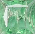 Square Faceted Pointed Back (Doublets) Crystal Glass Stone, Light Green 4 With Silver (50570-Ag-Tw), Czech Republic
