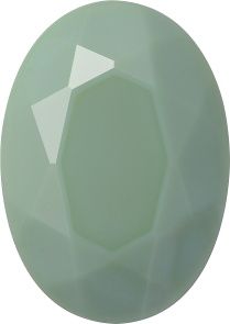 Oval Faceted Pointed Back (Doublets) Crystal Glass Stone, Green 2 Opaque (53100), Czech Republic