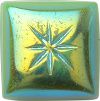 Square With Star Fancy Crystal Glass Stone, Light Green 7 Opaque With Ab (54022-Abt), Czech Republic