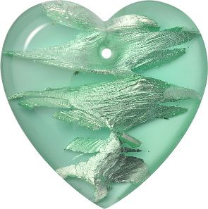 Heart Sew-On Crystal Glass Stone, Light Green 7 With Silver (50570-Ag-Tw), Czech Republic