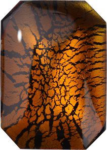 Octagon Cabochons Pointed Back Crystal Glass Stone, Orange 5 With Silver (10078), Czech Republic