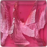 Square Faceted Flat Back Crystal Glass Stone, Pink 3 With Silver (70140-K-Ag-Tw), Czech Republic