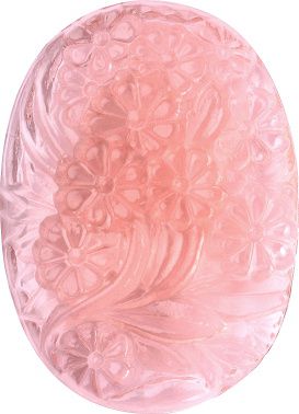 Oval With Flower Cameo Fancy Crystal Glass Stone, Pink 5 Transparent (70110-L), Czech Republic
