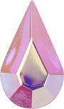 Pear Faceted Pointed Back (Doublets) Crystal Glass Stone, Pink 10 Opaque With Ab (71012-A-Abt), Czech Republic