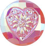 Round With Heart Fancy Crystal Glass Stone, Pink 10 Opaque With Ab (71012-A-Abt), Czech Republic
