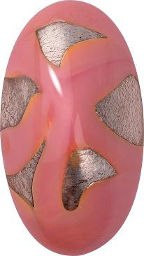 Oval Cabochons Flat Back Crystal Glass Stone, Pink 14 With Silver (730405), Czech Republic