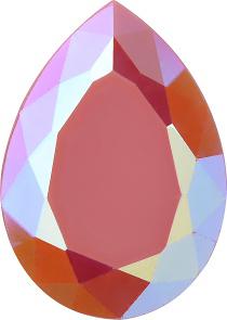 Pear Faceted Pointed Back (Doublets) Crystal Glass Stone, Pink 16 Opaque With Ab, Polished (73040-Abp), Czech Republic