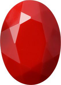 Oval Faceted Pointed Back (Doublets) Crystal Glass Stone, Red 2 Opaque (93180), Czech Republic