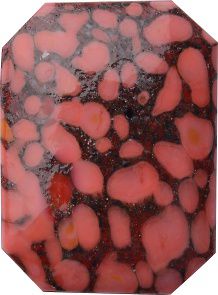 Octagon Cabochons Pointed Back Crystal Glass Stone, Red 3 Matrix Colours (Coral-Matrix), Czech Republic