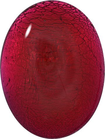 Oval Cabochons Flat Back Crystal Glass Stone, Red 6 With Silver (703590-K), Czech Republic