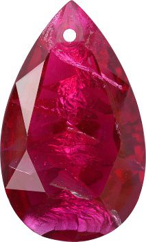Pear Sew-On Crystal Glass Stone, Red 8 With Silver (70350-K-Ag-Tw), Czech Republic