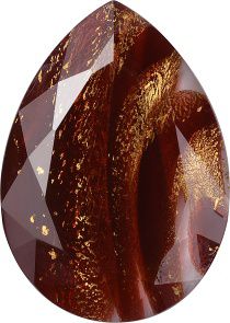 Pear Faceted Flat Back Crystal Glass Stone, Red 10 With Gold (90200-K-Au0-00030-Tw), Czech Republic