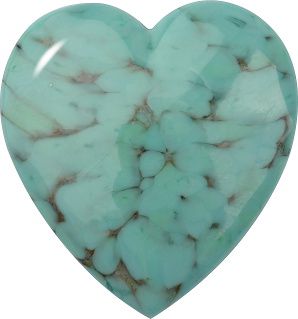 Heart Cabochons Flat Back Crystal Glass Stone, Turquoise 1 Matrix Colours (Turq-Matrix), Czech Republic