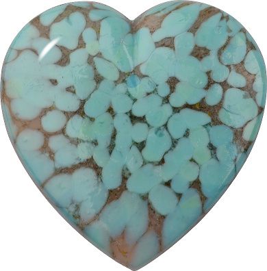 Heart Cabochons Flat Back Crystal Glass Stone, Turquoise 1 Matrix Colours (Turq-Matrix), Czech Republic
