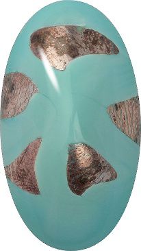 Oval Cabochons Flat Back Crystal Glass Stone, Turquoise 1 With Silver (631225), Czech Republic