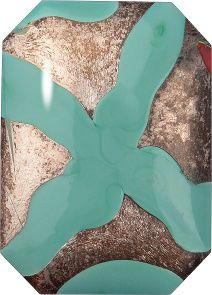 Octagon Cabochons Pointed Back Crystal Glass Stone, Turquoise 1 With Silver (631225), Czech Republic