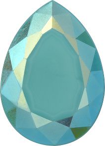 Pear Faceted Flat Back Crystal Glass Stone, Turquoise 1 Opaque With Ab, Polished (63122-Abp), Czech Republic