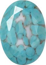Oval Faceted Pointed Back (Doublets) Crystal Glass Stone, Turquoise 1 Matrix Colours (Blue-Turq-Matrix), Czech Republic