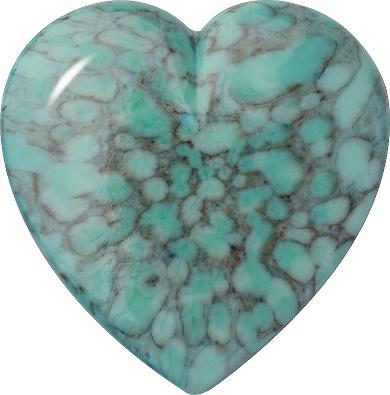Heart Cabochons Flat Back Crystal Glass Stone, Turquoise 2 Matrix Colours (Turq-Matrix), Czech Republic