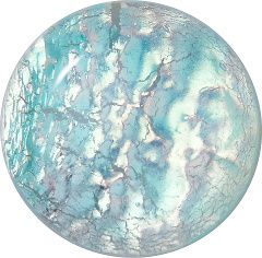 Round Cabochons Flat Back Crystal Glass Stone, Turquoise 3 With Silver (05017), Czech Republic