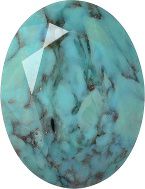 Oval Faceted Pointed Back (Doublets) Crystal Glass Stone, Turquoise 3 Matrix Colours (Turq-Matrix), Czech Republic