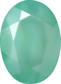 Oval Faceted Pointed Back (Doublets) Crystal Glass Stone, Turquoise 4 Milky Colours (Milky-Green), Czech Republic