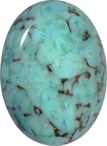 Oval Cabochons Flat Back Crystal Glass Stone, Turquoise 5 Matrix Colours (A61), Czech Republic