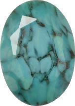 Oval Faceted Pointed Back (Doublets) Crystal Glass Stone, Turquoise 6 Matrix Colours (Turq-Matrix), Czech Republic