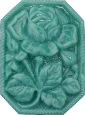 Octagon With Flower Cameo Fancy Crystal Glass Stone, Turquoise 6 Opaque (63120), Czech Republic
