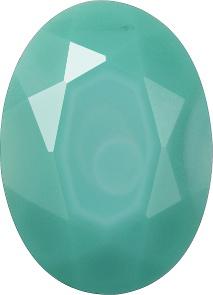 Oval Faceted Pointed Back (Doublets) Crystal Glass Stone, Turquoise 6 Opaque (63122), Czech Republic