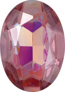 Oval Faceted Pointed Back (Doublets) Crystal Glass Stone, Violet 4 Transparent With Ab (20010-Abb), Czech Republic