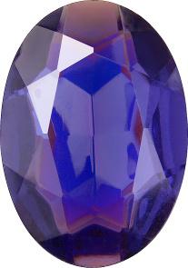 Oval Faceted Pointed Back (Doublets) Crystal Glass Stone, Violet 6 With Silver (2051-St-Ag-Tw), Czech Republic